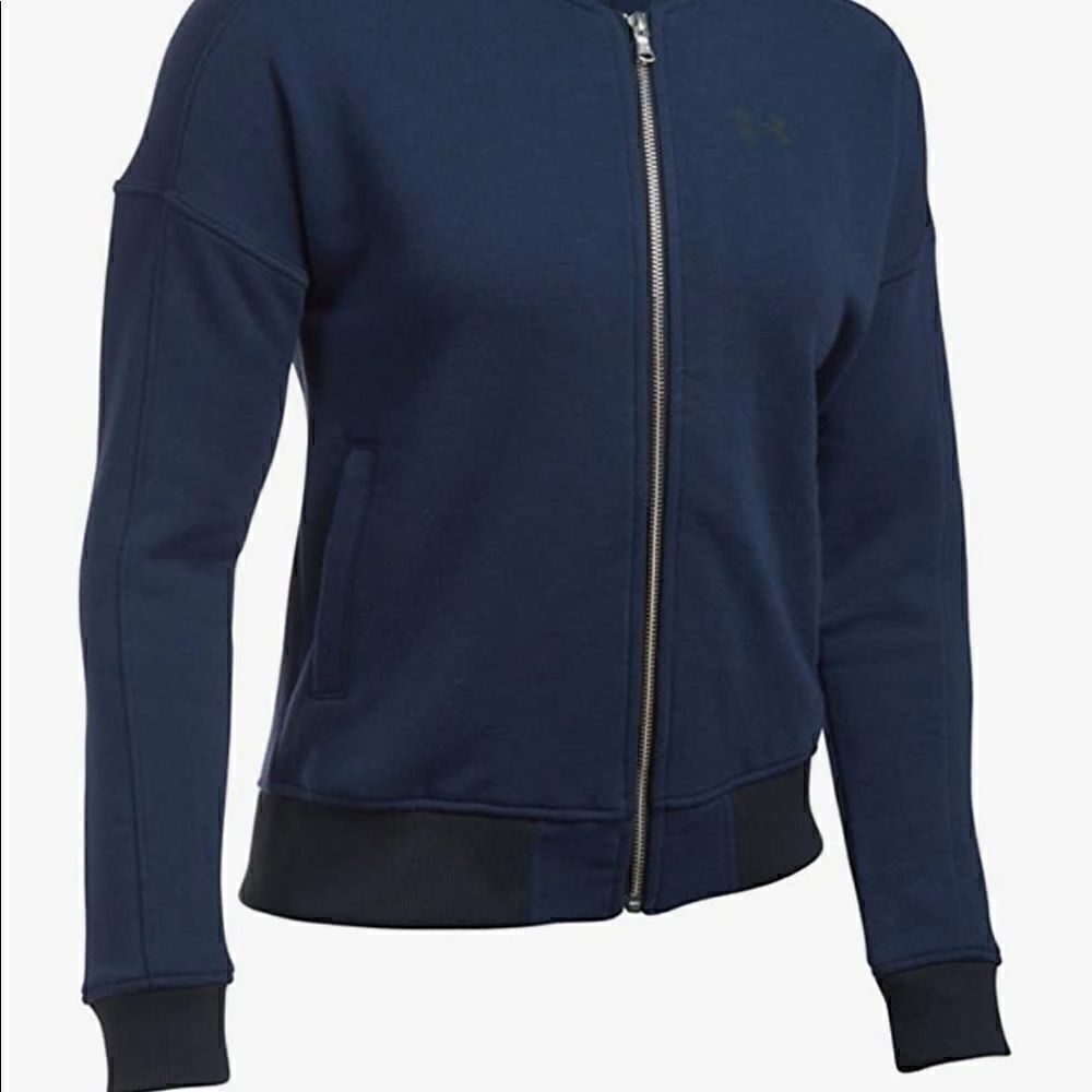 Under Armour Navy Blue Zip Up Jacket Pockets XS Activewear Workout Gym